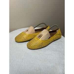 Vionic Yellow Robyn Perforated Leather Flats